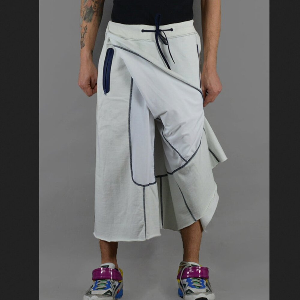 NEW RARE FUMITO GANRYU Sweat Pants/Skort in Navy Blue size 1 Japanese - Picture 2 of 13